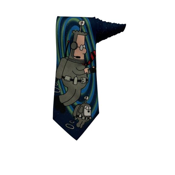 Ralph Marlin Dilbert Future Spacewalk Cartoon Vintage Necktie - Picture 1 of 7